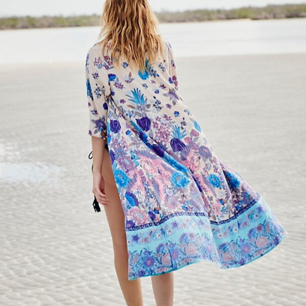 Floral Blue KIMONO Siren Song Duster Coverup NEW
